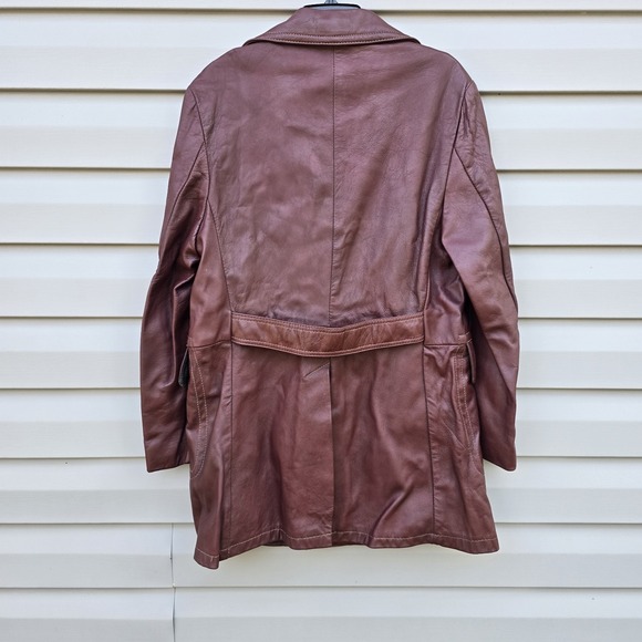 Vintage Men's Leather Coat Burgundy Washington Clothiers Size 42 USA - Picture 2 of 8